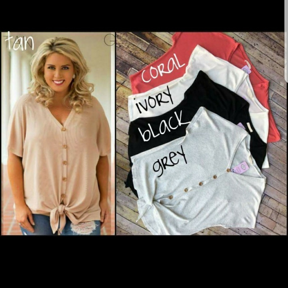 **CORAL*** Tie front shirt